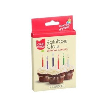 Cake Mate Birthday Party Candles Rainbow Glow 12 Count Case of 12