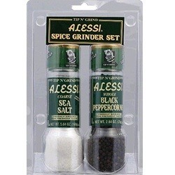 Alessi Sea Salt & Whole Black Peppercorns Spice Grinder Set (6x2 PK)