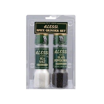 Alessi Sea Salt & Whole Black Peppercorns Spice Grinder Set (6x2 PK)