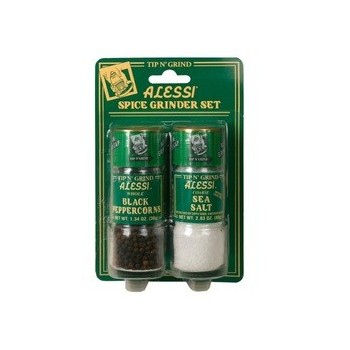 Alessi Sea Salt & Whole Black Peppercorns Spice Grinder Set - Display (36x2 PK)