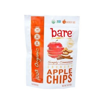 Bare Fruit Apple Chips Organic Crunchy Simply Cinnamon 3 oz case of 12