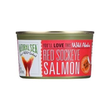 Natural Sea Salmon Red Sockeye Wild Alaska No Salt Added 7.5 oz case of 24
