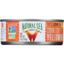 Natural Sea Tuna Yellowfin Chunck Light No Salt Added 5 oz case of 12