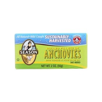 Season Brand Anchovies Rolled Fillets Salt Added 2 oz case of 25