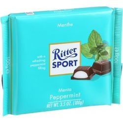 Ritter Sport Chocolate Bar Dark Chocolate Peppermint 3.5 oz Bars Case of 12