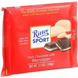 Ritter Sport Chocolate Bar Dark Chocolate Marzipan 3.5 oz Bars Case of 12