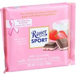 Ritter Sport Chocolate Bar Milk Chocolate Strawberry Creme 3.5 oz Bars Case of 12