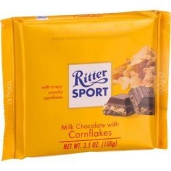 Ritter Sport Chocolate Bar Milk Chocolate Corn Flakes 3.5 oz Bars Case of 10