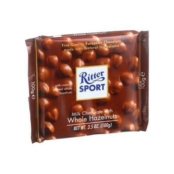 Ritter Sport Chocolate Bar Milk Chocolate Whole Hazelnuts 3.5 oz Bars Case of 10