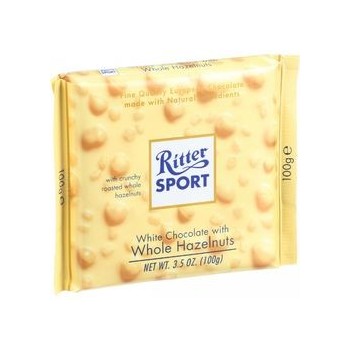 Ritter Sport Chocolate Bar White Chocolate Whole Hazelnuts 3.5 oz Bars Case of 10