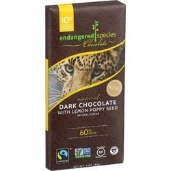 Endangered Species Natural Chocolate Bars Dark Chocolate 60 Percent Cocoa Lemon Poppy Seed 3 oz Bars Case of 12