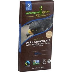 Endangered Species Natural Chocolate Bars Dark Chocolate 60 Percent Cocoa Blackberry Sage 3 oz Bars Case of 12