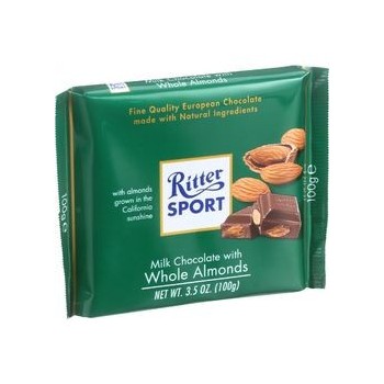 Ritter Sport Chocolate Bar Milk Chocolate Whole Almonds 3.5 oz Bars Case of 11
