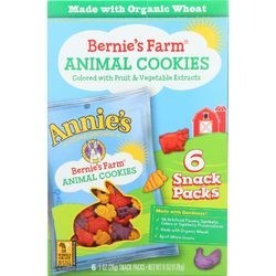 Annies Homegrown Animal Cookies Organic Bernies Farm Snack Pack 6/1 oz case of 6