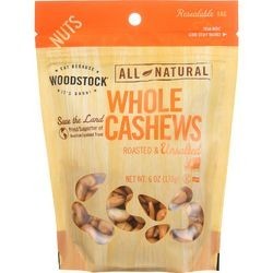 Woodstock Nuts All Natural Cashews Whole Extra Large Roasted Unsalted 6 oz case of 8