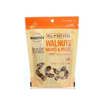 Woodstock Nuts All Natural Walnuts Halves and Pieces Raw 6 oz case of 8