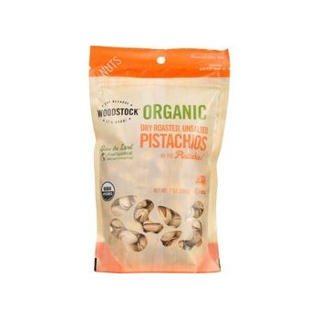 Woodstock Nuts Organic Pistachios Dry Roasted Unsalted 7 oz case of 8